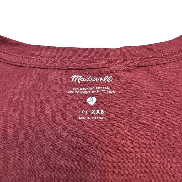 Madewell Dusky Burgundy V-Neck Slub Cotton Tee XXS NWT - Picture 5 of 7